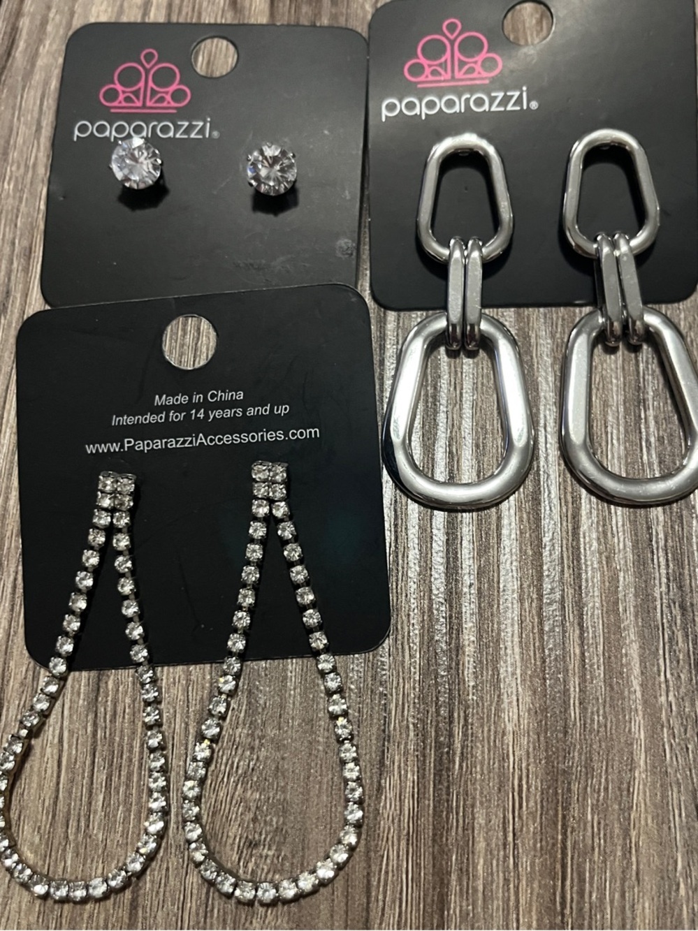 paparazzi Silver Link Drops & Crystal Teardrop Trio